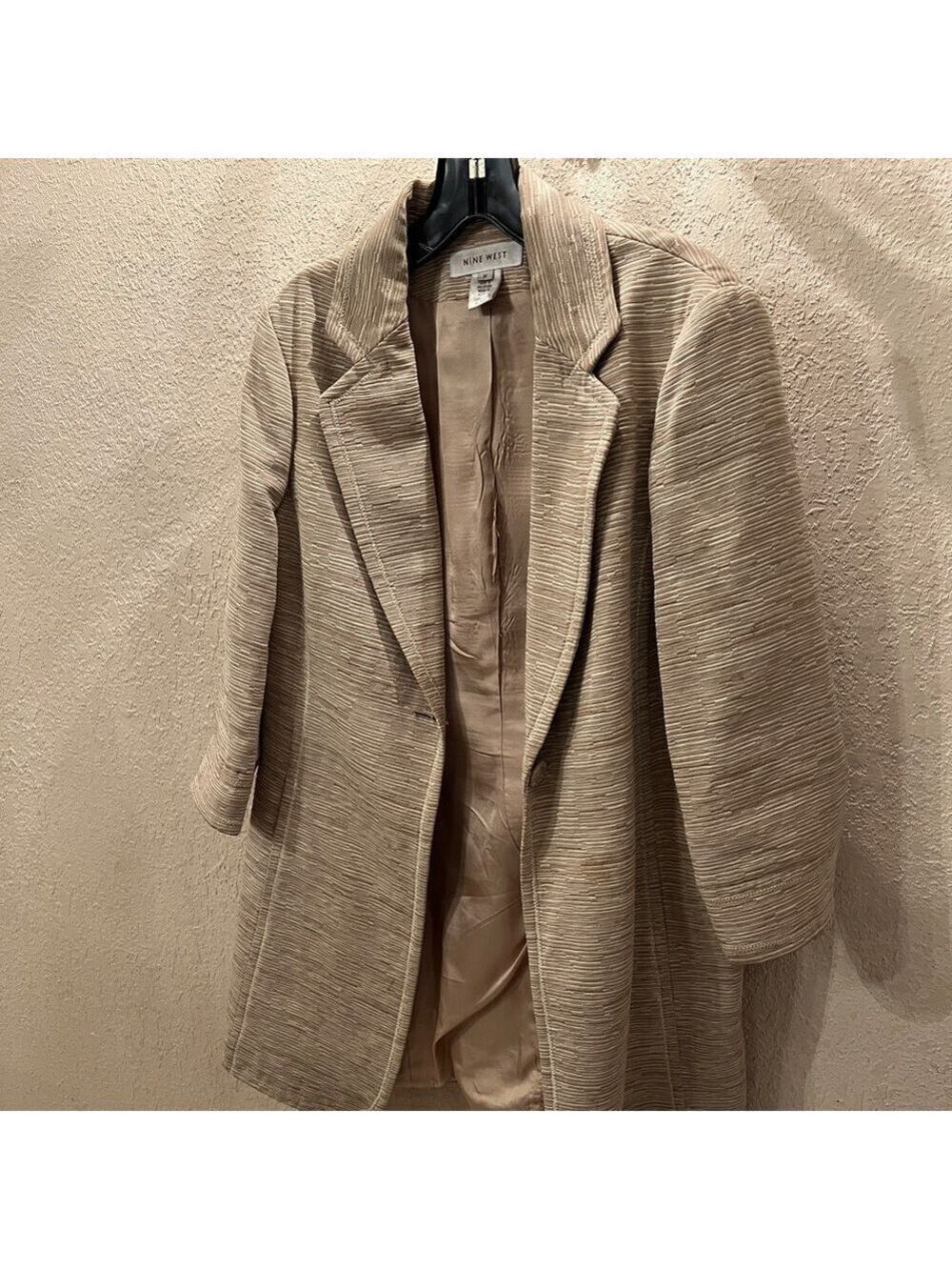 Nine West Tan Classic Long Blazer